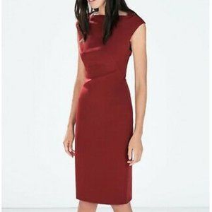 Zara Red Draped Shift Dress